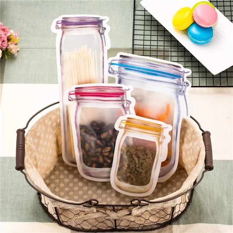 12pcs Mason Jar Shape Storage Bags
