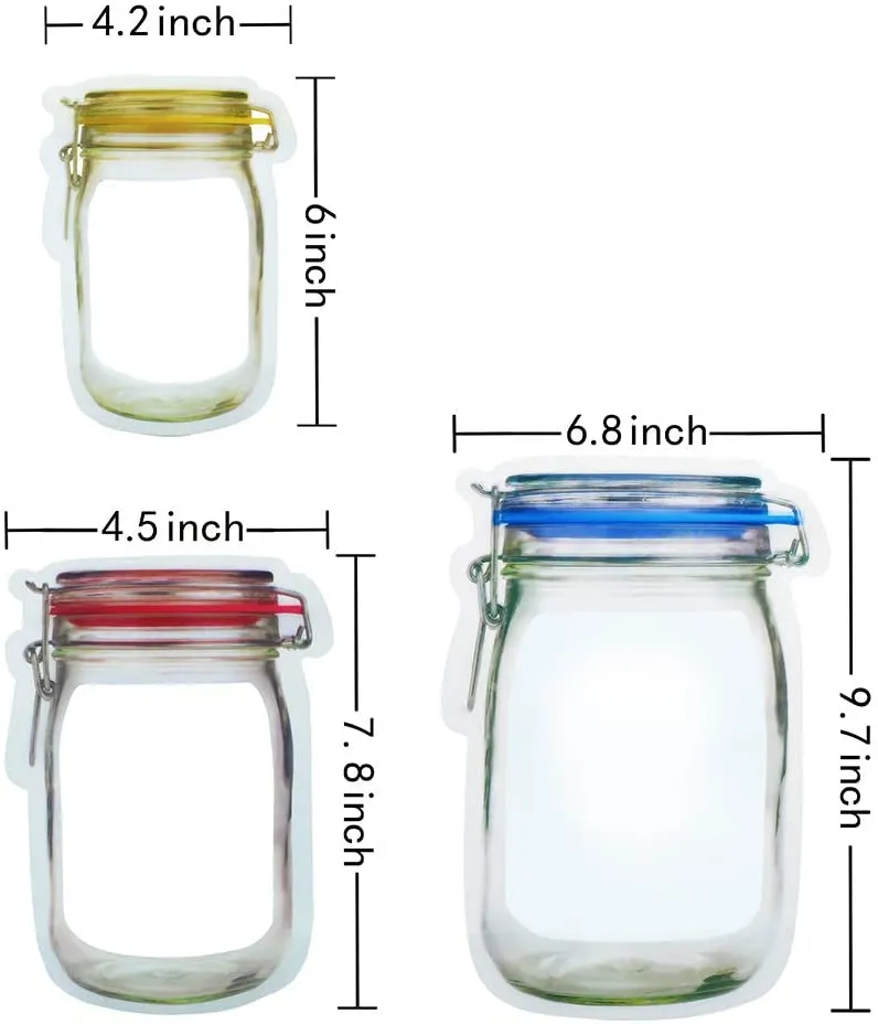 12pcs Mason Jar Shape Storage Bags