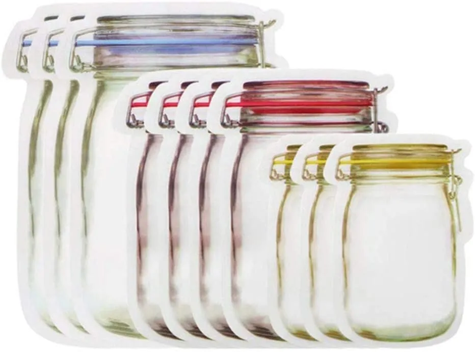 12pcs Mason Jar Shape Storage Bags