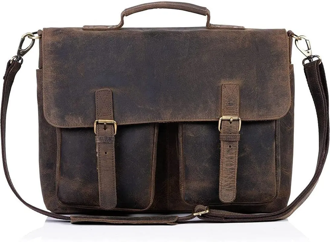 16 Inch Leather Briefcase Laptop Messenger Bags for Men and Women Best Office Satchel Bag