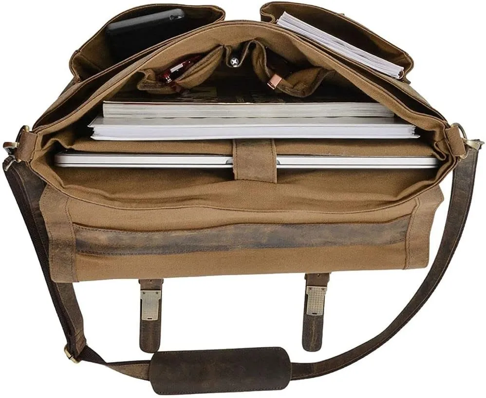 16 Inch Leather Briefcase Laptop Messenger Bags for Men and Women Best Office Satchel Bag