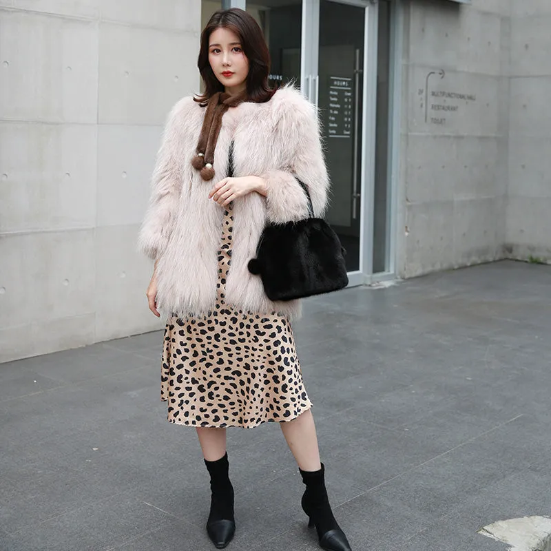 2022 New Arrivals Women's Real Mink Fur Handbags Luxury Fur Bags For Female Drawstring Hairball Tote Bags 8840