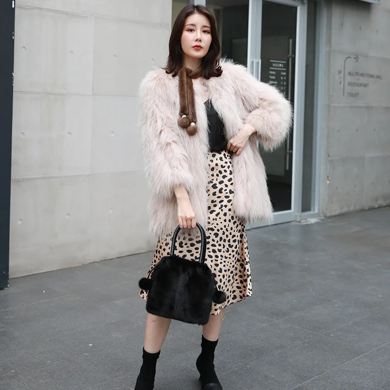 2022 New Arrivals Women's Real Mink Fur Handbags Luxury Fur Bags For Female Drawstring Hairball Tote Bags 8840