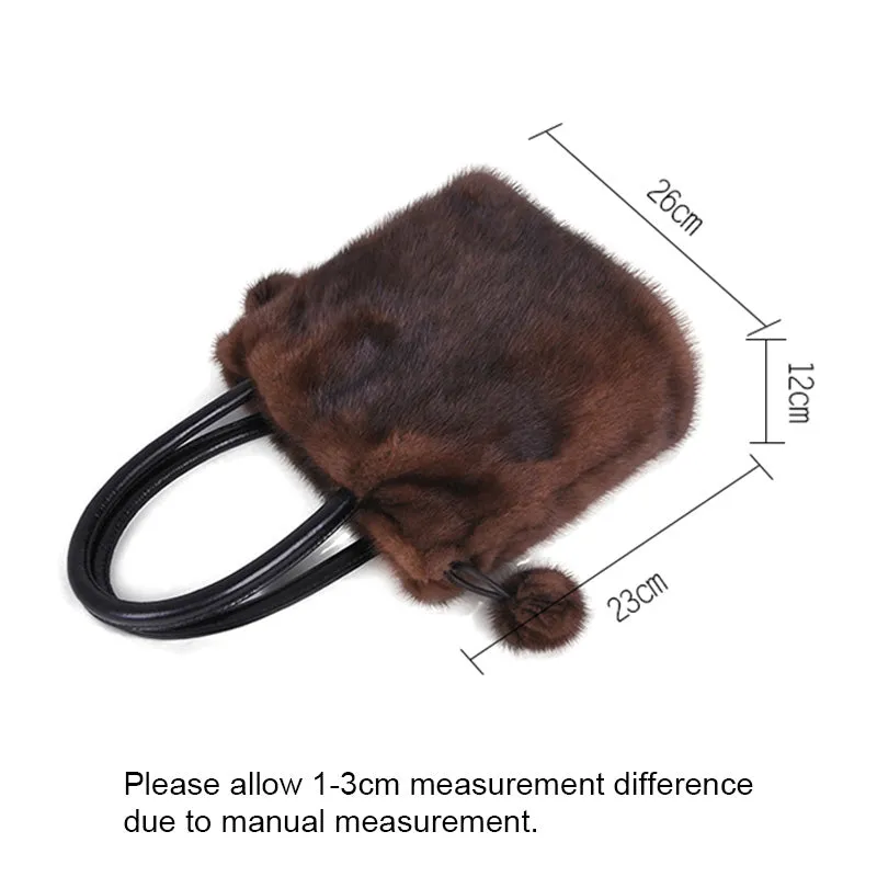 2022 New Arrivals Women's Real Mink Fur Handbags Luxury Fur Bags For Female Drawstring Hairball Tote Bags 8840
