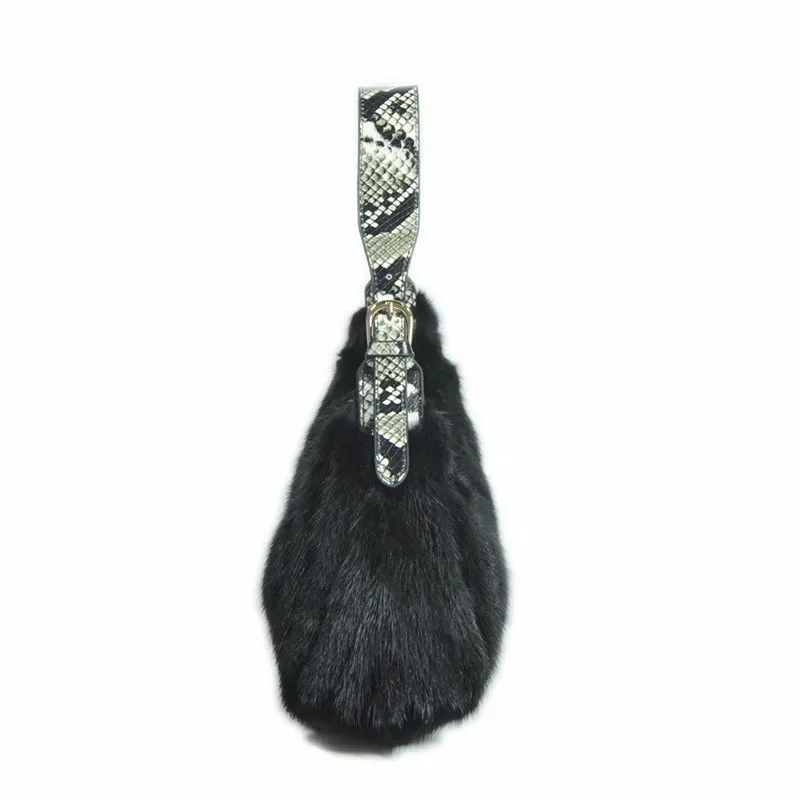 2022 New Fashion Mink Fur Shoulder Bags Women New Spring Handbags Black Natural Fur 7983
