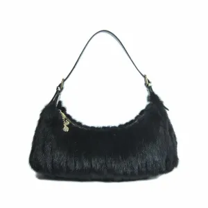2022 New Fashion Mink Fur Shoulder Bags Women New Spring Handbags Black Natural Fur 7983