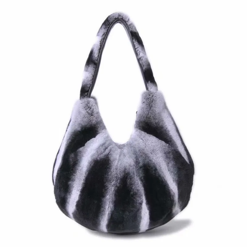 2022 New Women's Real Rex Rabbit Fur Handbags Fashion Fur Shoulder Bags Large Capacity Totes 7985