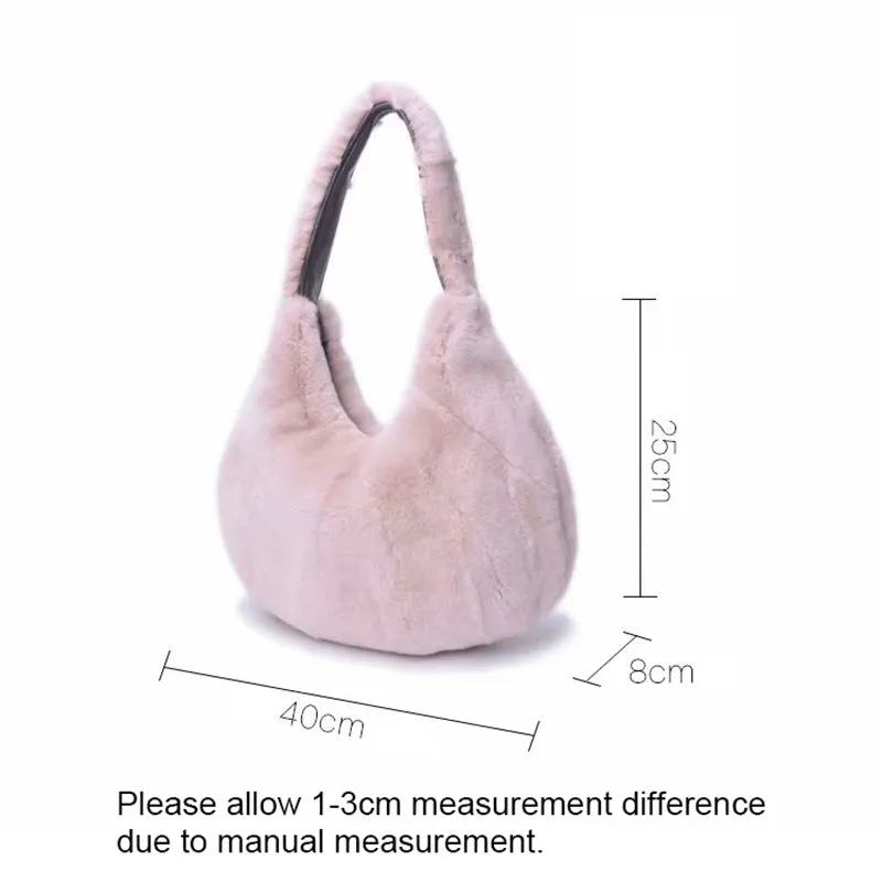 2022 New Women's Real Rex Rabbit Fur Handbags Fashion Fur Shoulder Bags Large Capacity Totes 7985