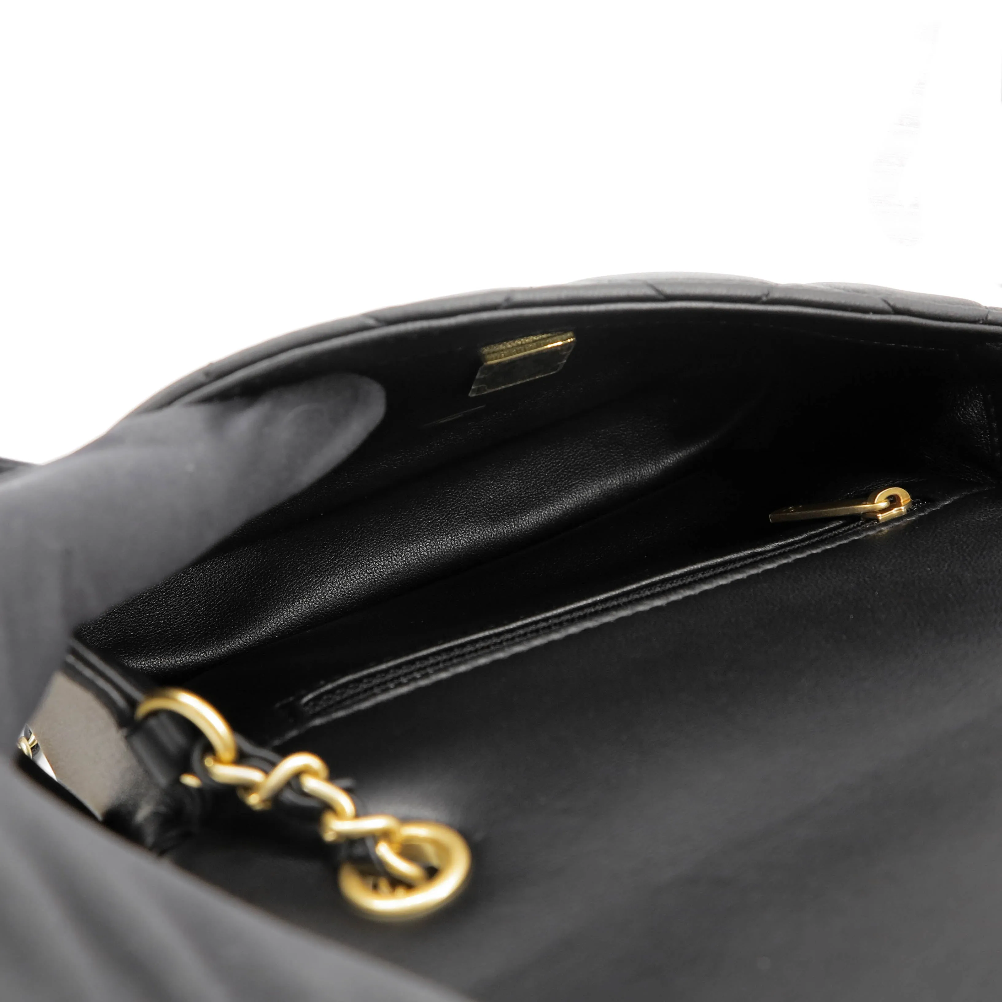 22B Heart Charms Mini Flap Bag in Black Lambskin
