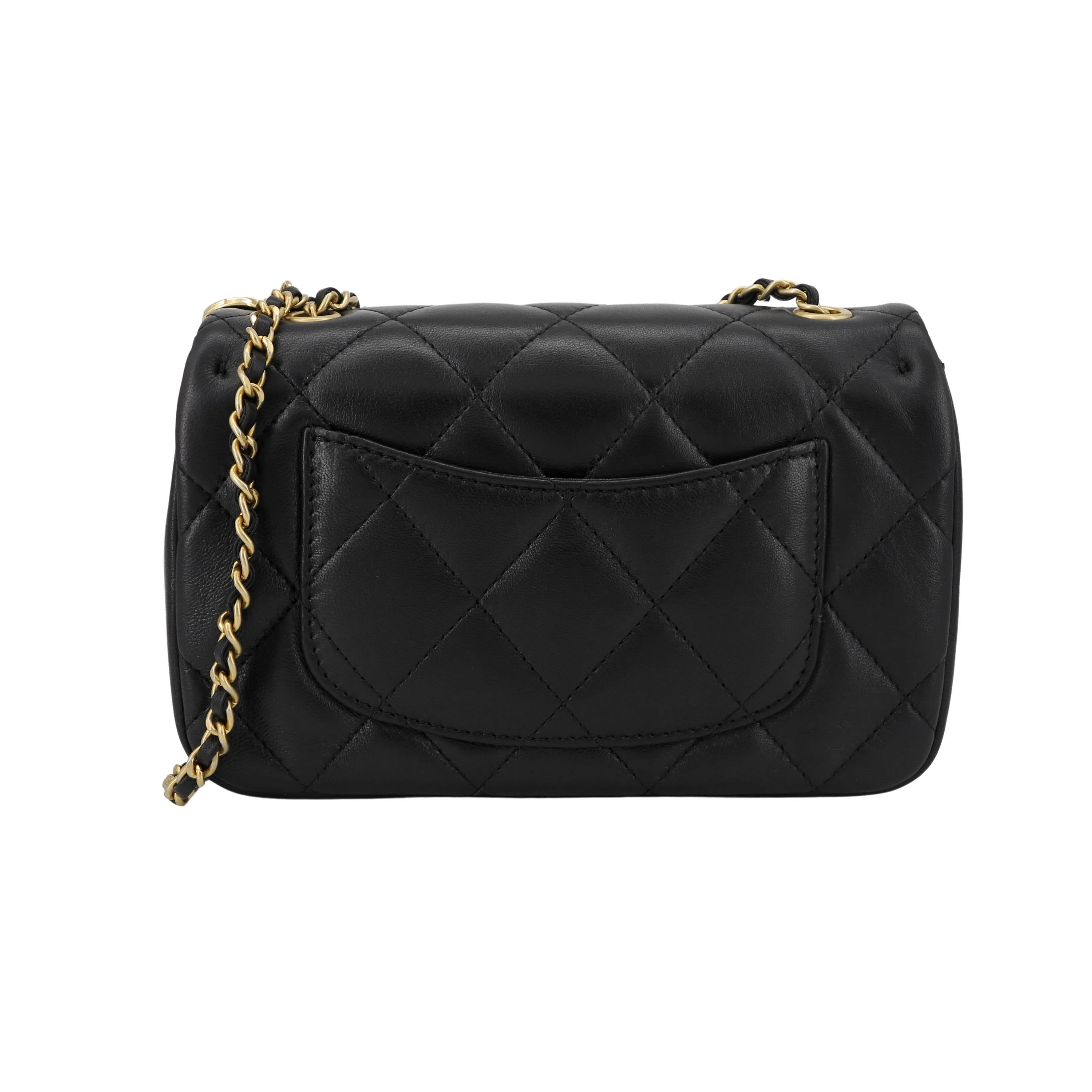 22B Heart Charms Mini Flap Bag in Black Lambskin