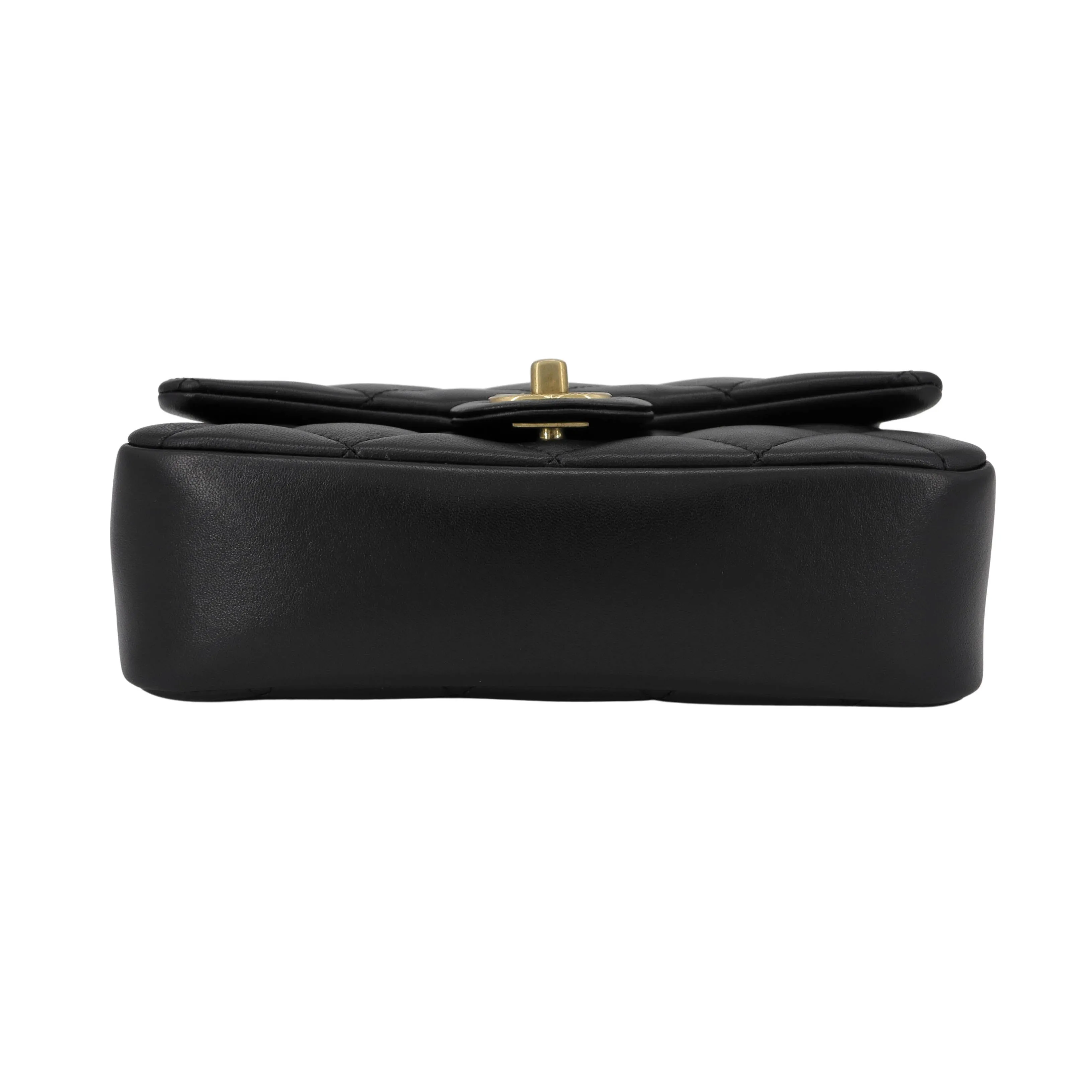 22B Heart Charms Mini Flap Bag in Black Lambskin