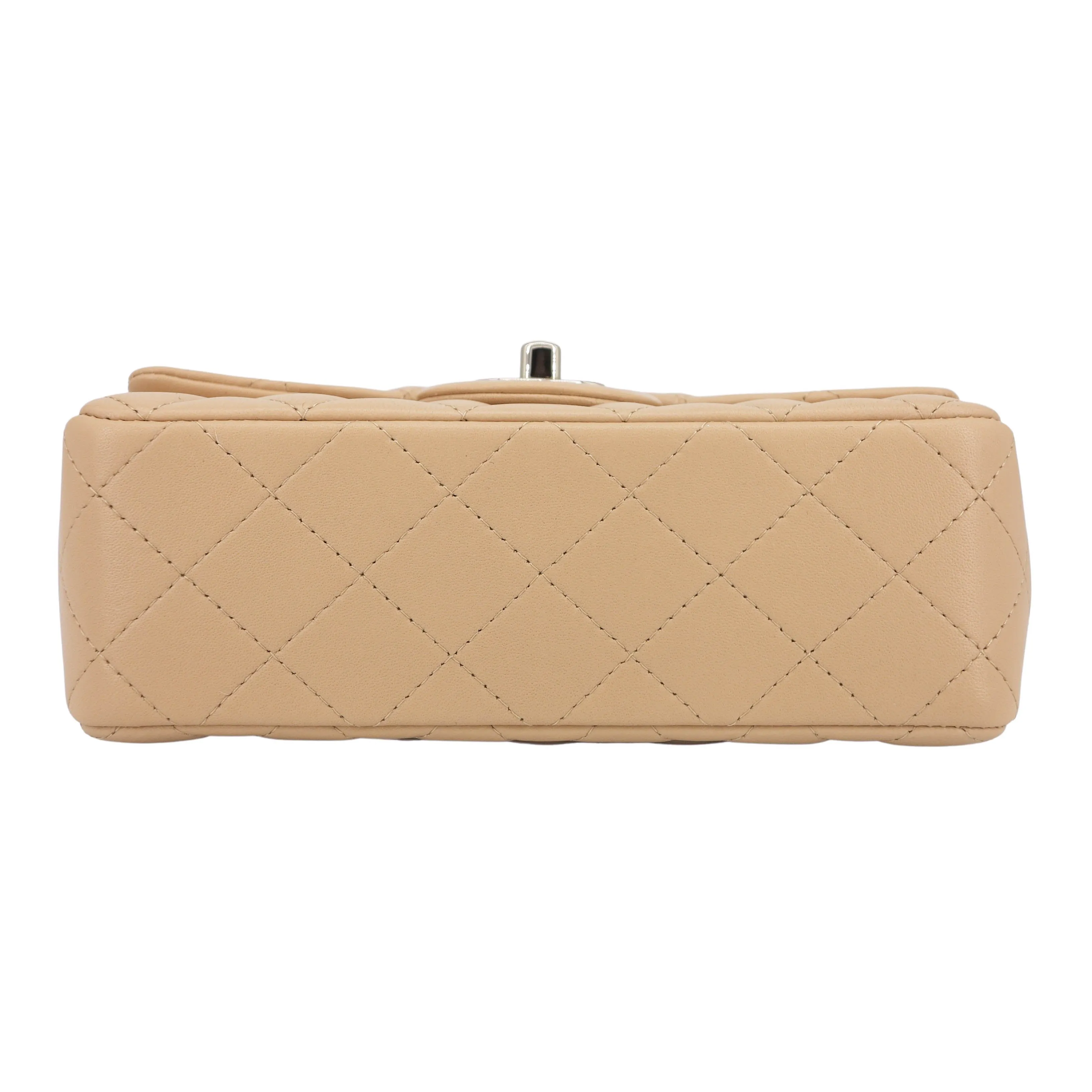 22C Beige Lambskin Mini Rectangular Flap Bag