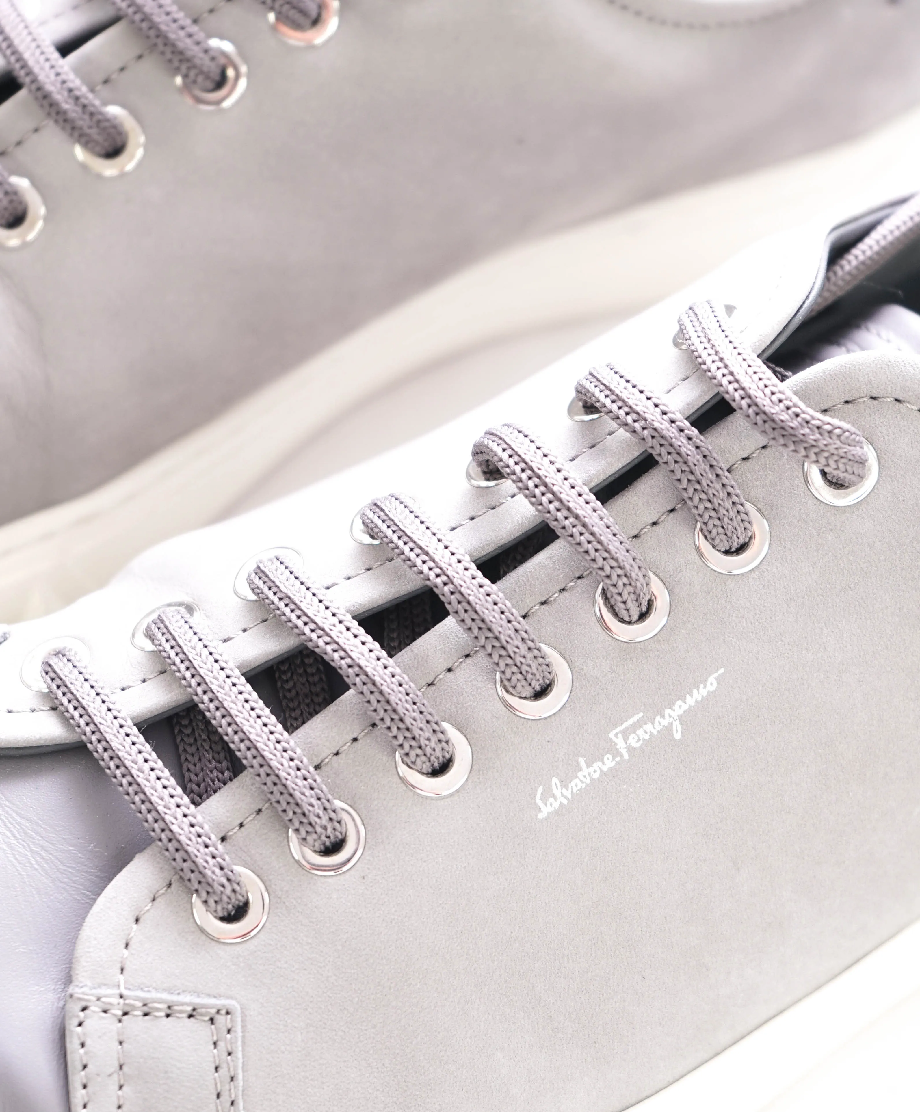 $750 SALVATORE FERRAGAMO - *Rhinoceros* Gray Gancini Sneaker - 8.5 US