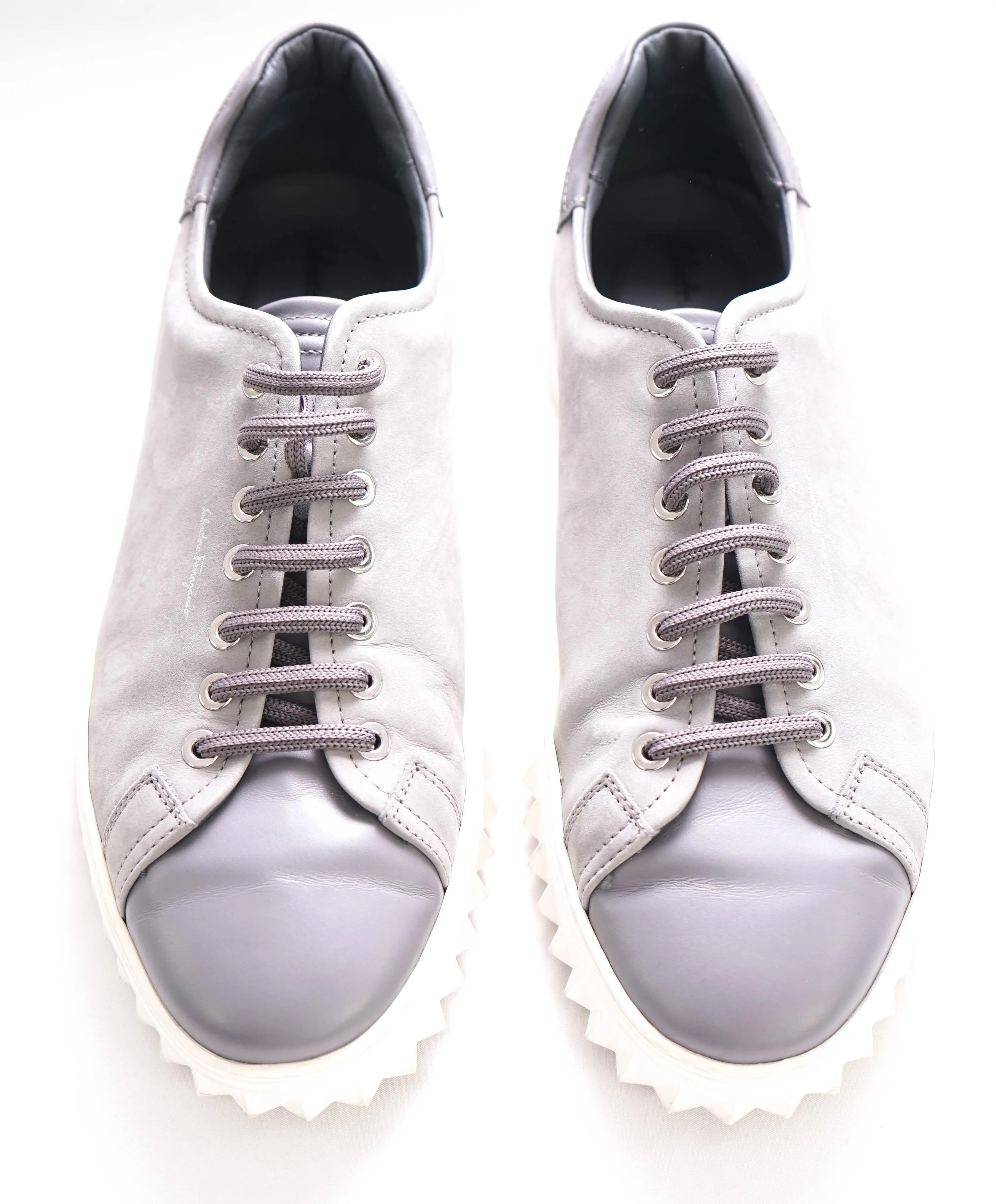 $750 SALVATORE FERRAGAMO - *Rhinoceros* Gray Gancini Sneaker - 8.5 US