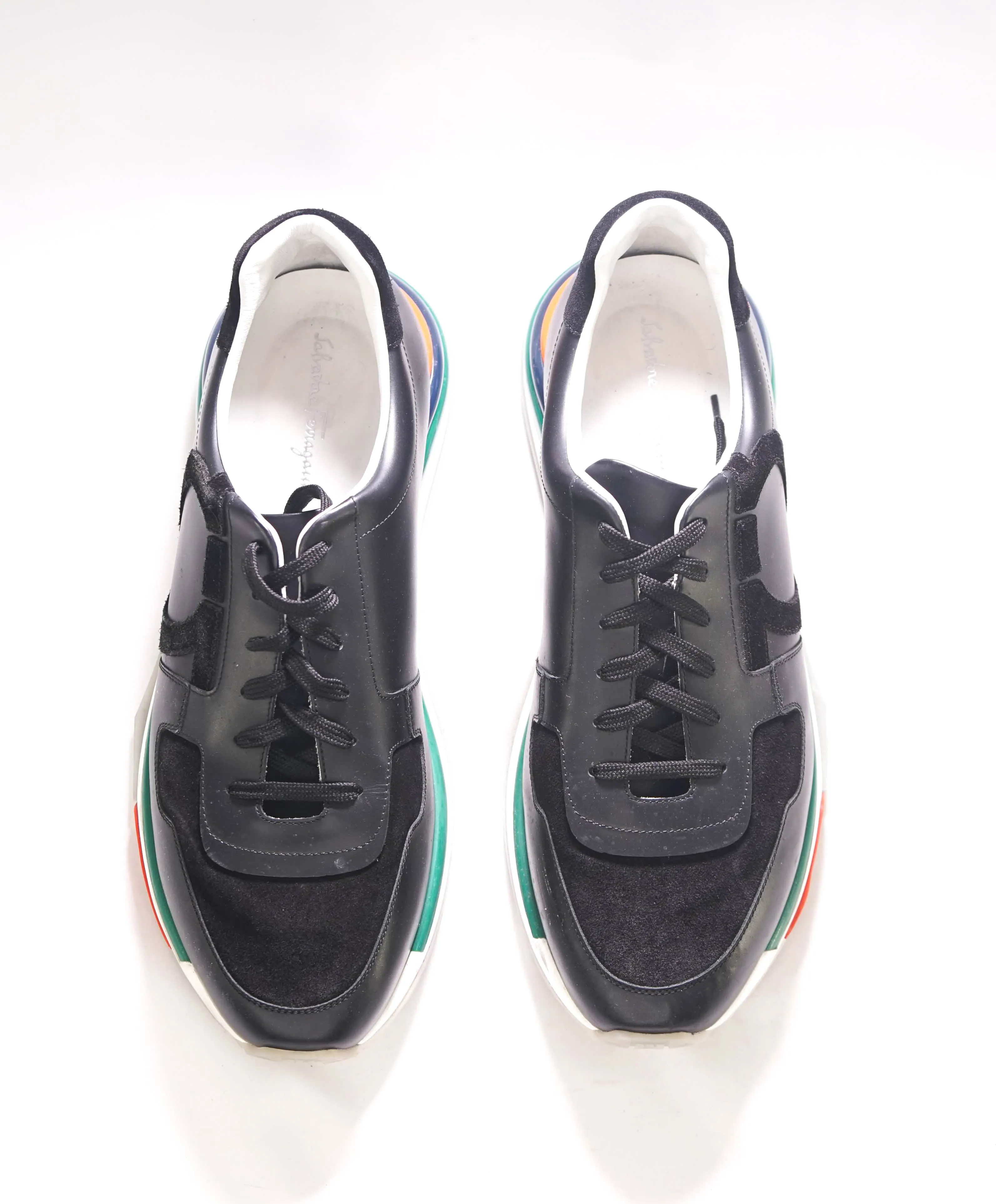 $995 SALVATORE FERRAGAMO - *GANCINI* Black/Multi-Colow Sneaker - 12 M US