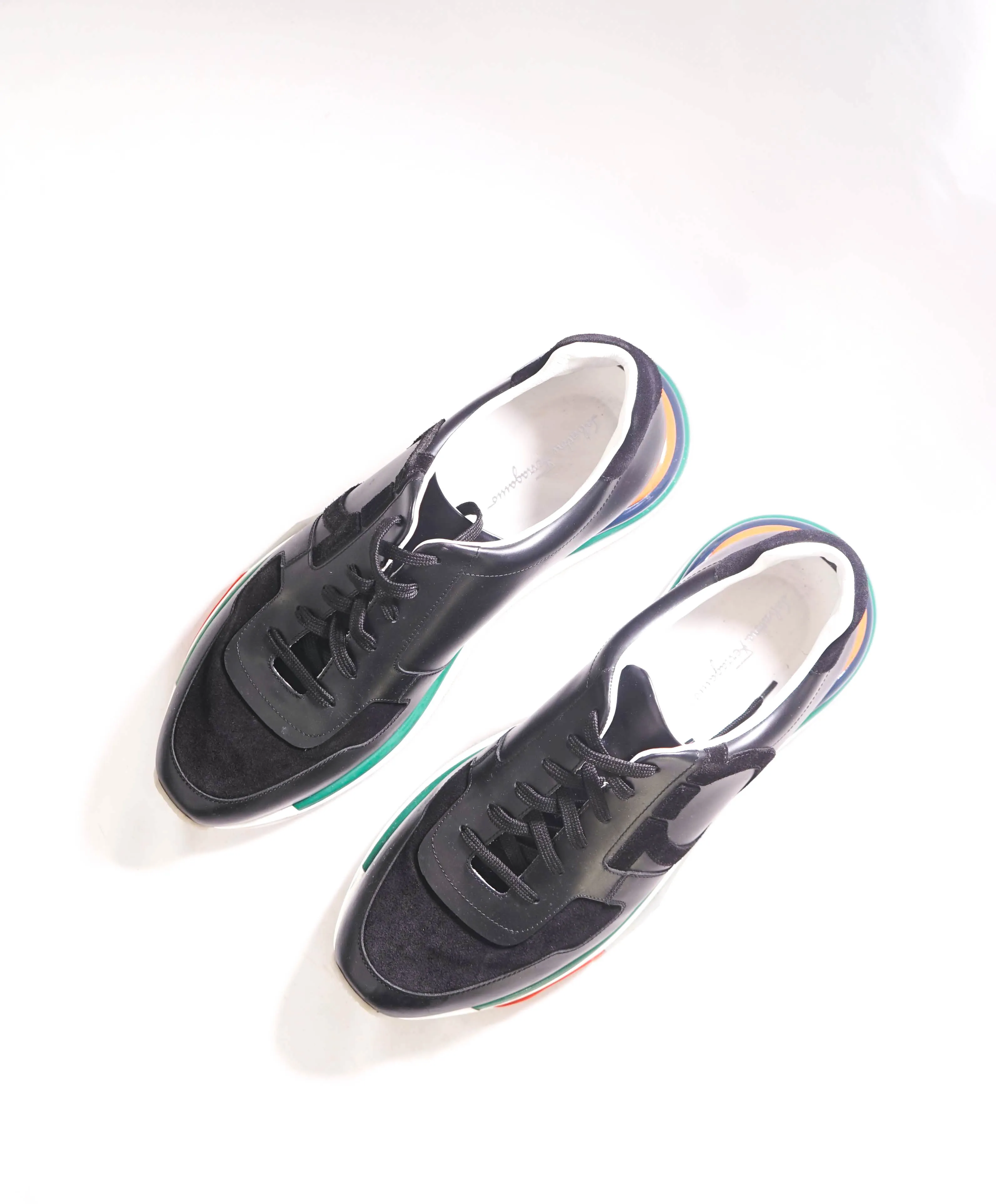 $995 SALVATORE FERRAGAMO - *GANCINI* Black/Multi-Colow Sneaker - 12 M US