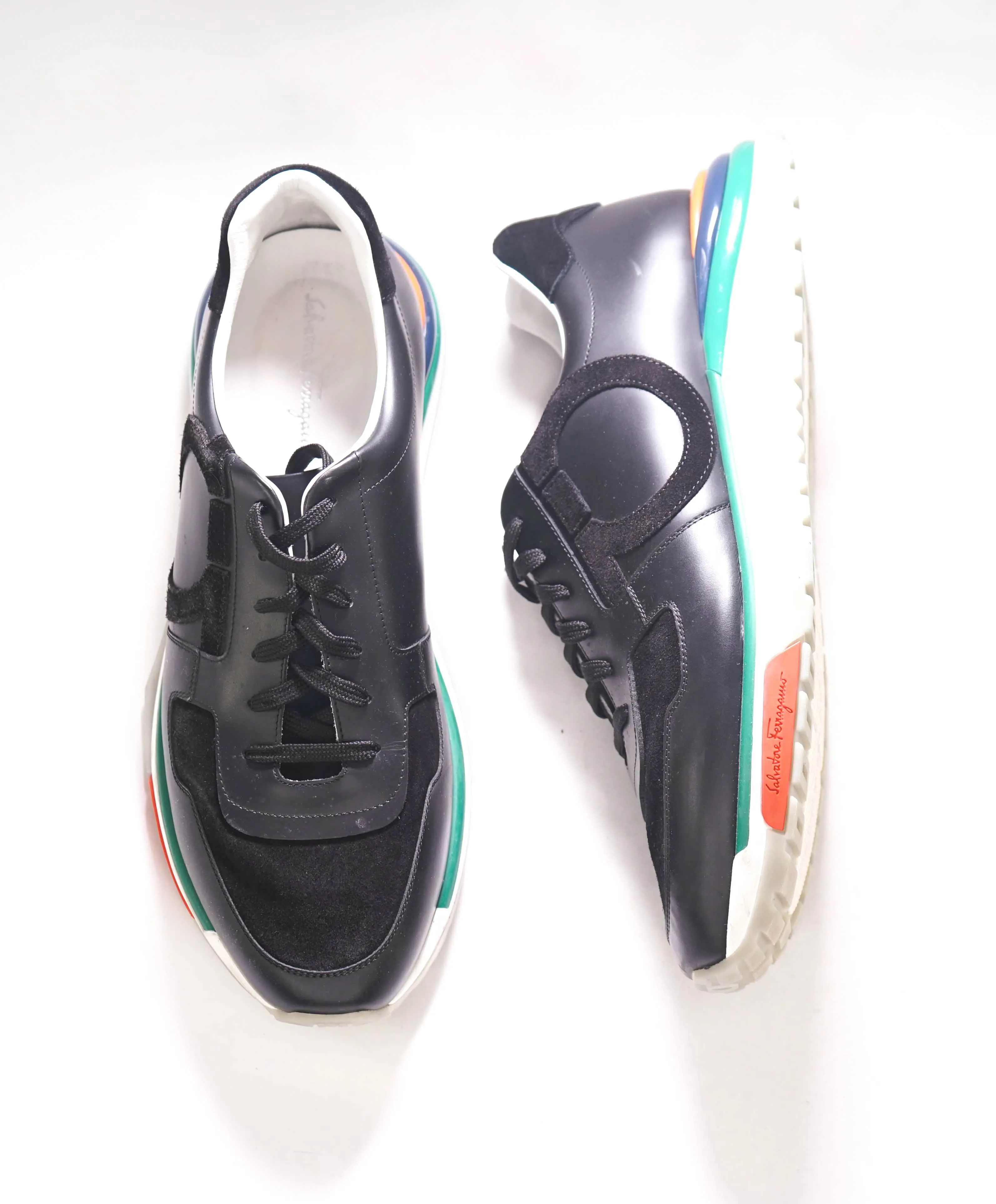 $995 SALVATORE FERRAGAMO - *GANCINI* Black/Multi-Colow Sneaker - 12 M US