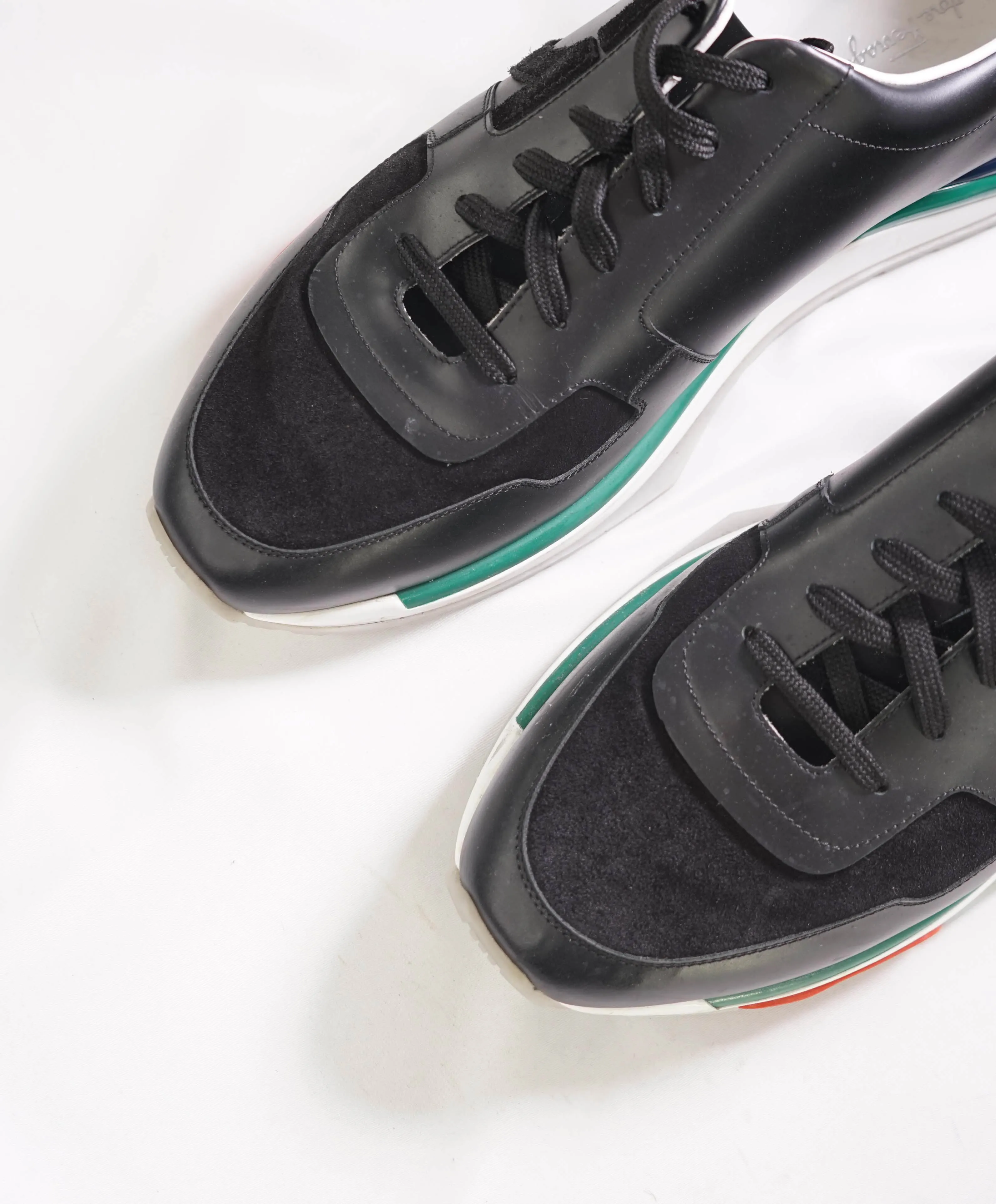$995 SALVATORE FERRAGAMO - *GANCINI* Black/Multi-Colow Sneaker - 12 M US