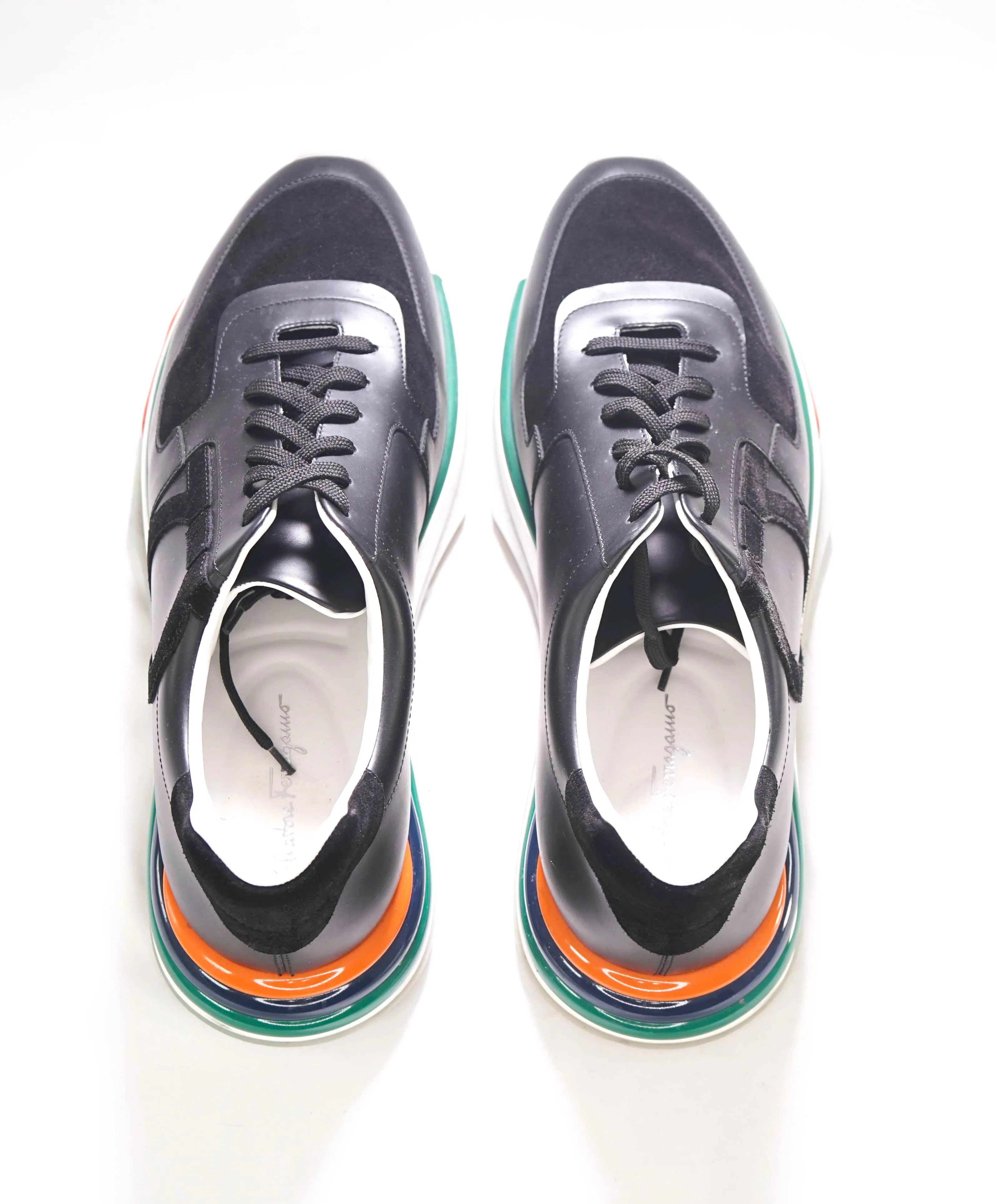 $995 SALVATORE FERRAGAMO - *GANCINI* Black/Multi-Colow Sneaker - 12 M US