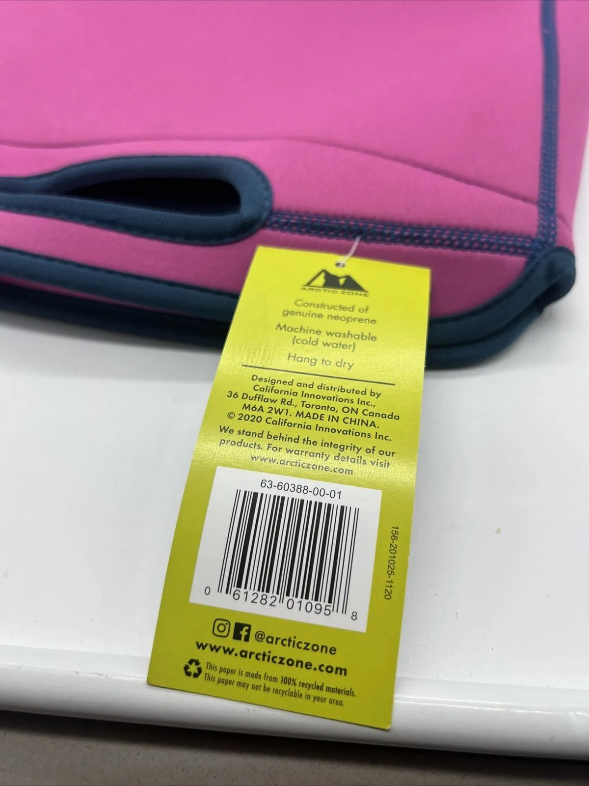 Arctic Zone Insulated Neoprene Lunch Bag Hot Cold Washable Cooler Pink/Navy