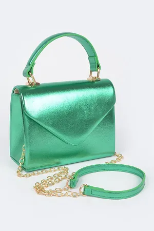 ARTESIA BAG/HPC5755 Green Metallic Faux Leather Bag
