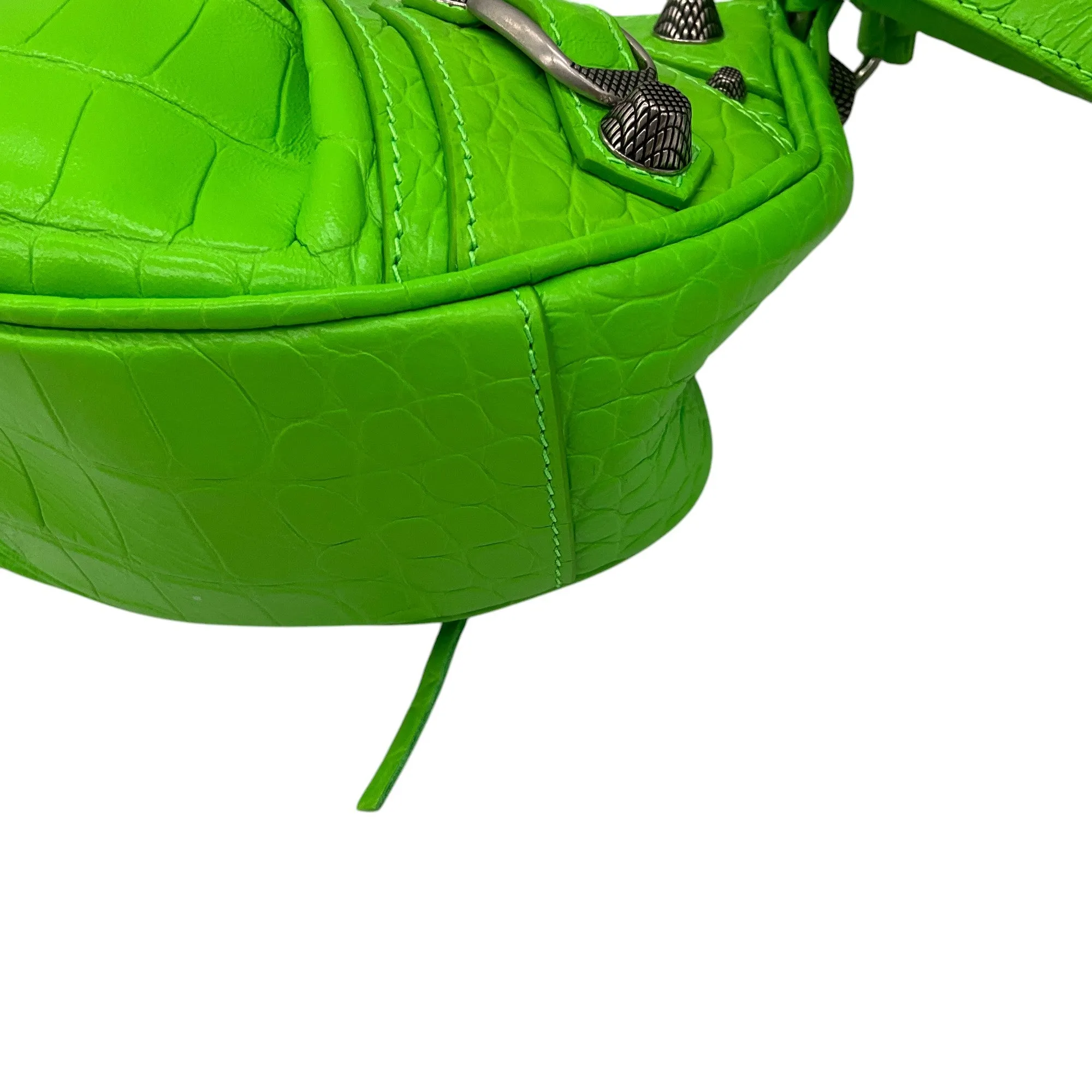 Balenciaga Acid Green Croc Embossed Leather Le Cagole XS Shoulder Bag