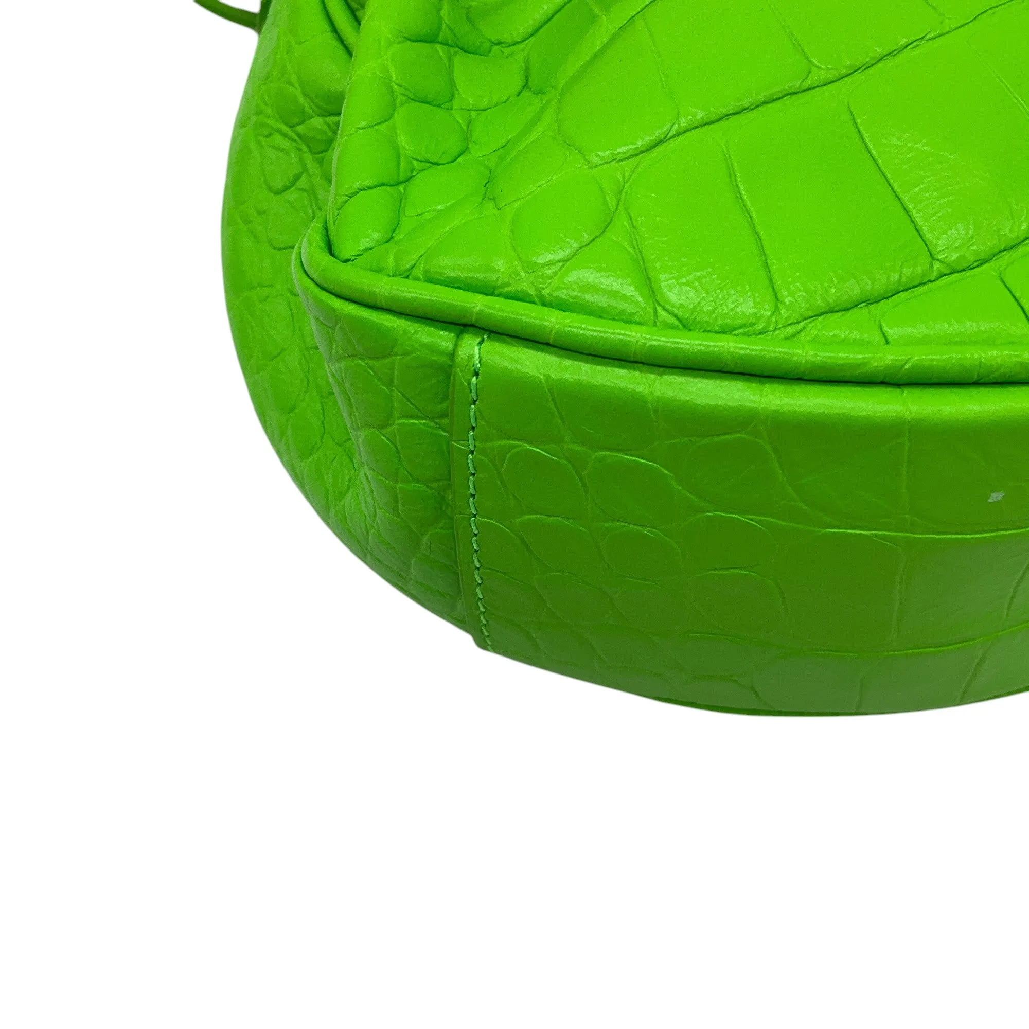 Balenciaga Acid Green Croc Embossed Leather Le Cagole XS Shoulder Bag