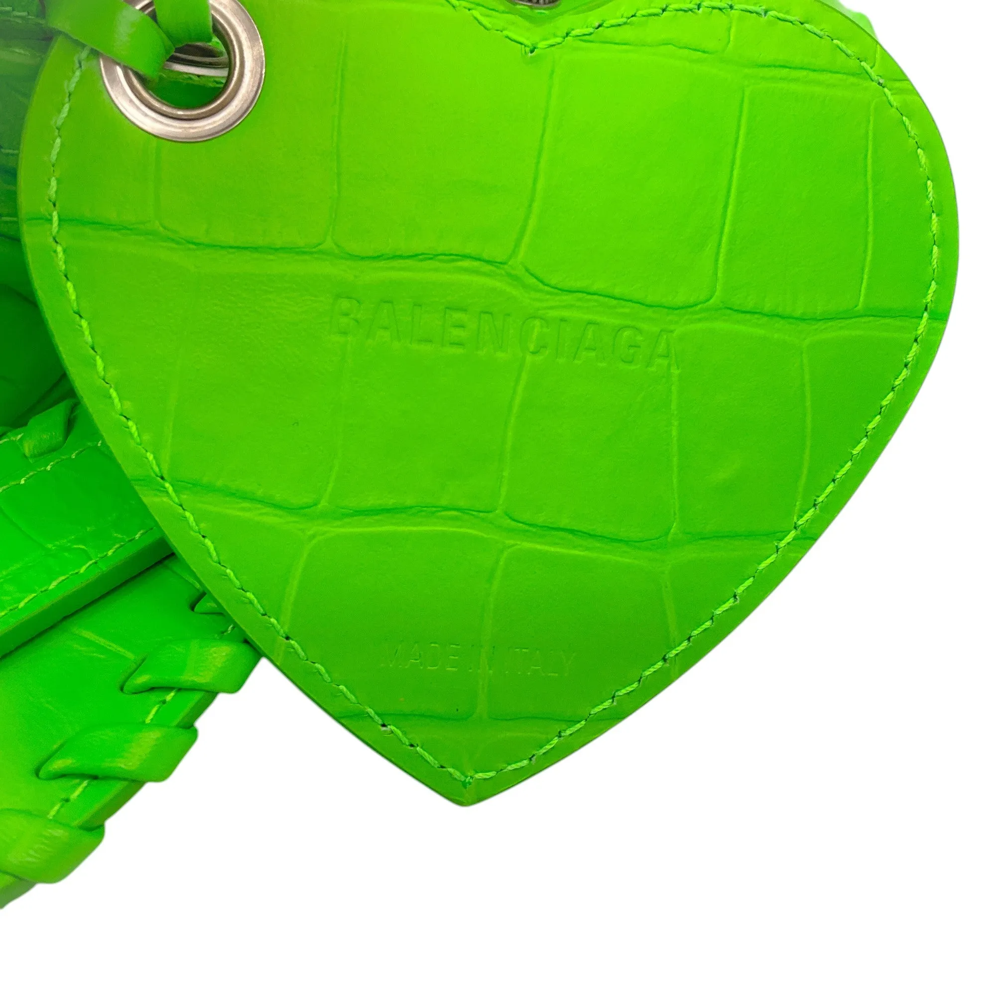 Balenciaga Acid Green Croc Embossed Leather Le Cagole XS Shoulder Bag