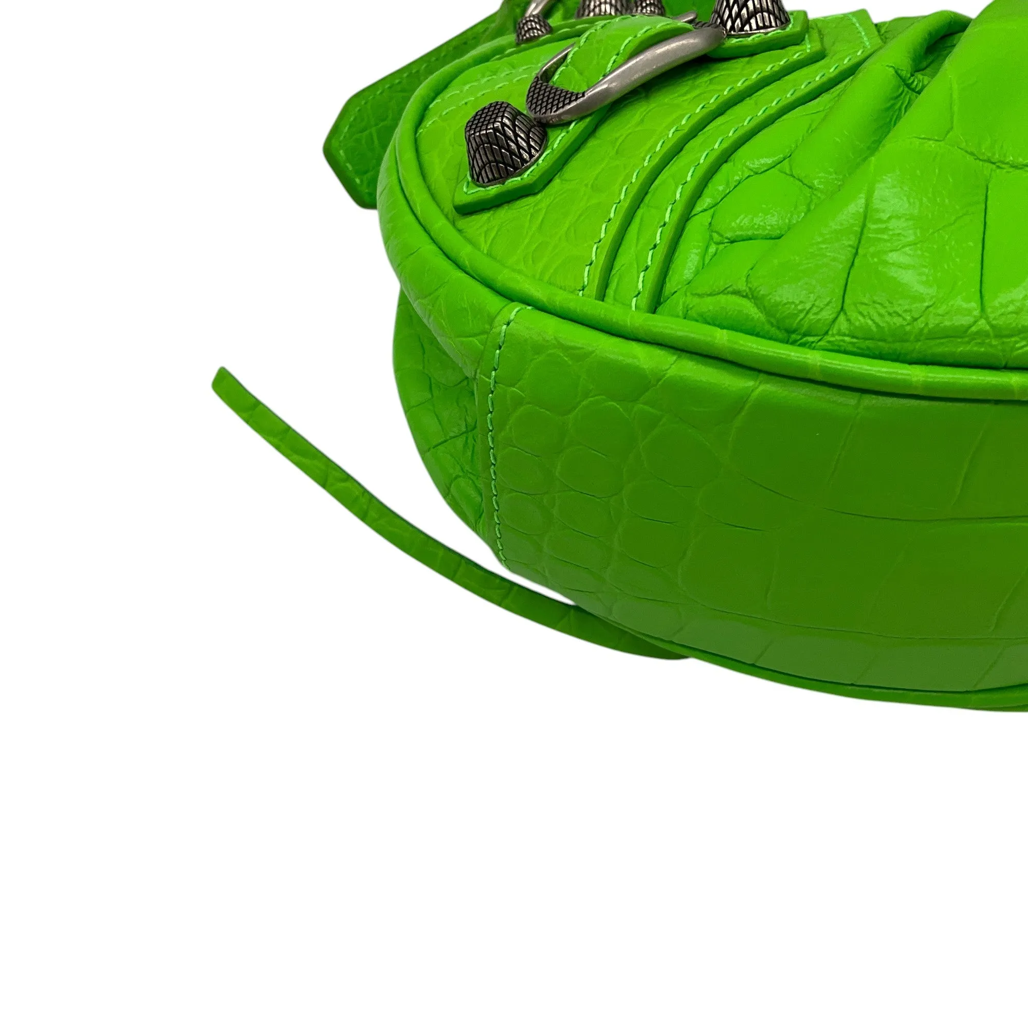 Balenciaga Acid Green Croc Embossed Leather Le Cagole XS Shoulder Bag