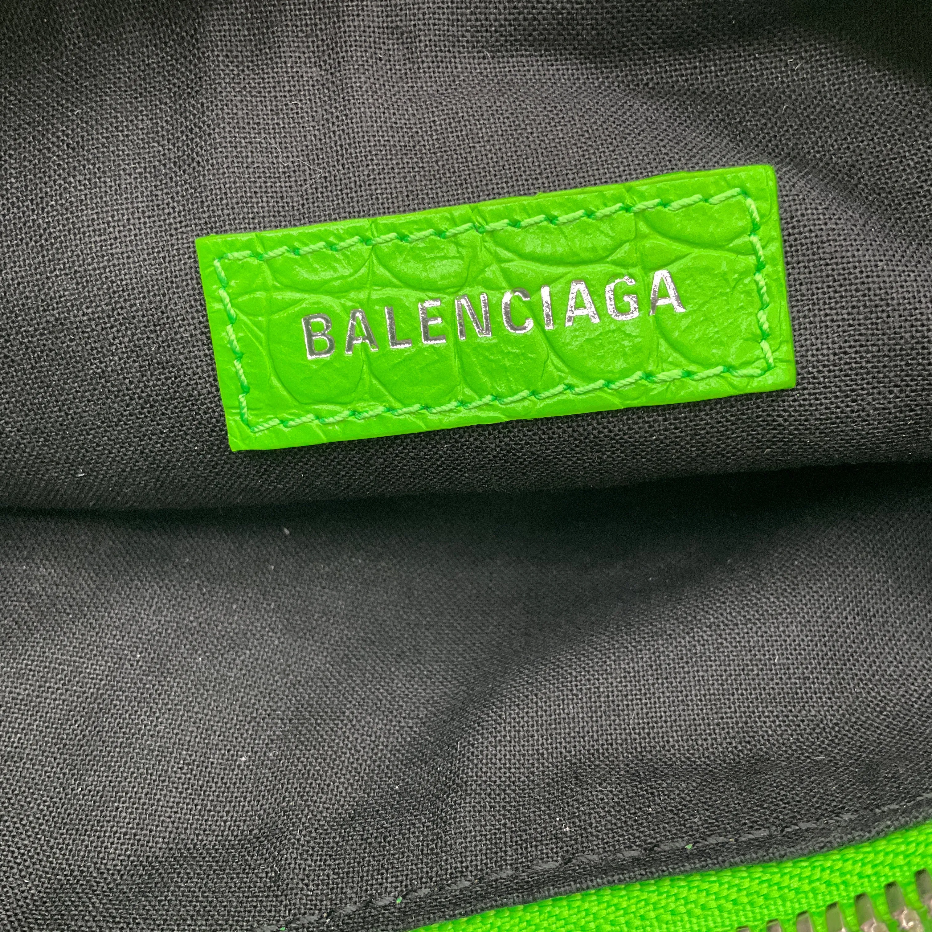Balenciaga Acid Green Croc Embossed Leather Le Cagole XS Shoulder Bag