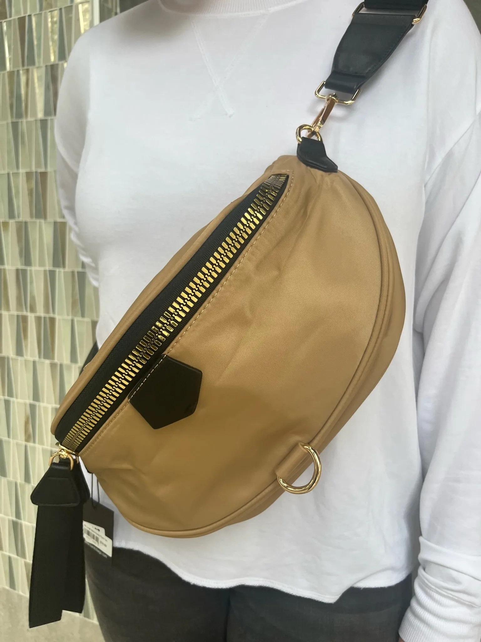BC Large Nylon Fanny Pack Beige