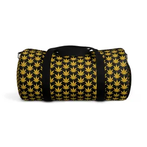 Black And Yellow Cannabis Leaf Duffel Bag