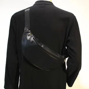 Black Faux Leather Chest Bag