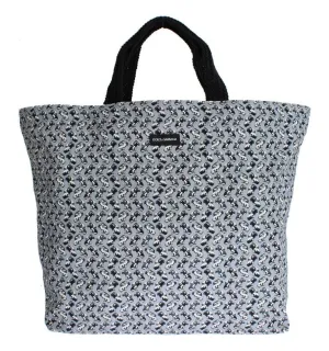 Blue Car Print Cotton Denim Shopping Bag