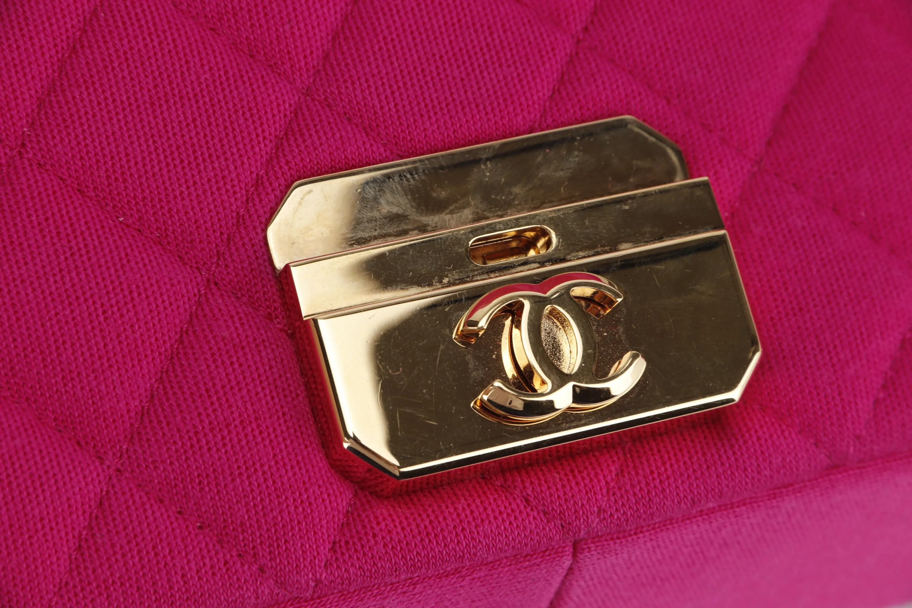 CHANEL CHIC WITH ME FLAP (2016xxxx) LARGE PINK JERSEY GOLD HARDWARE, WITH CARD & DUST COVER