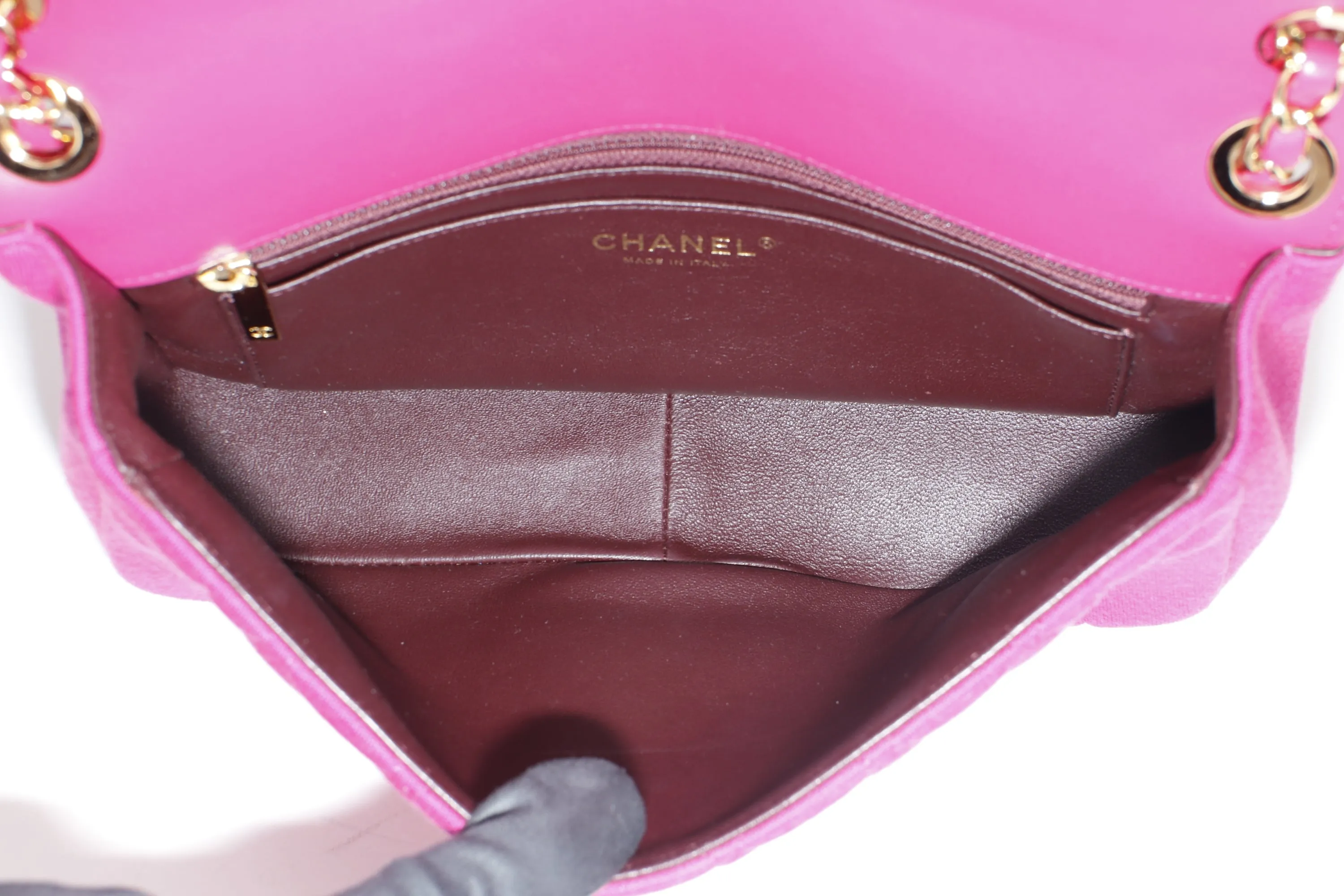CHANEL CHIC WITH ME FLAP (2016xxxx) LARGE PINK JERSEY GOLD HARDWARE, WITH CARD & DUST COVER