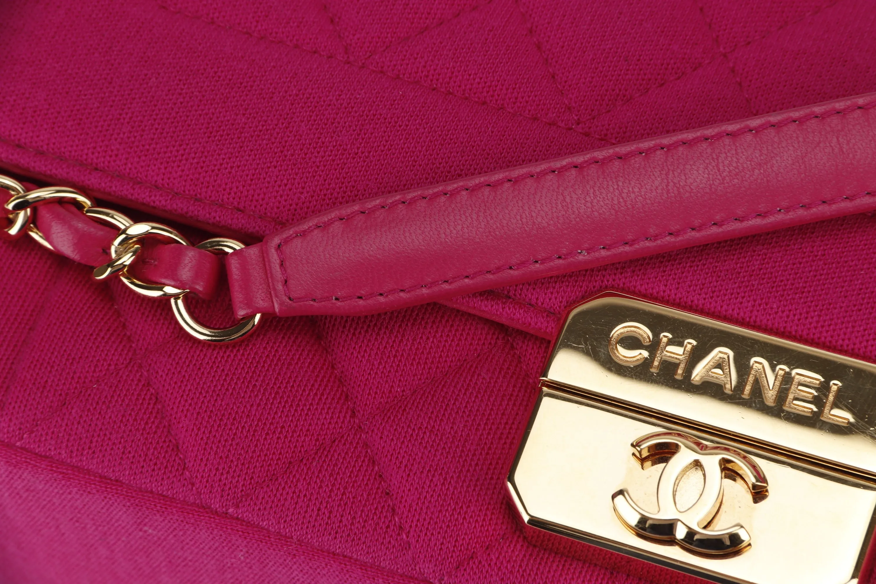 CHANEL CHIC WITH ME FLAP (2016xxxx) LARGE PINK JERSEY GOLD HARDWARE, WITH CARD & DUST COVER