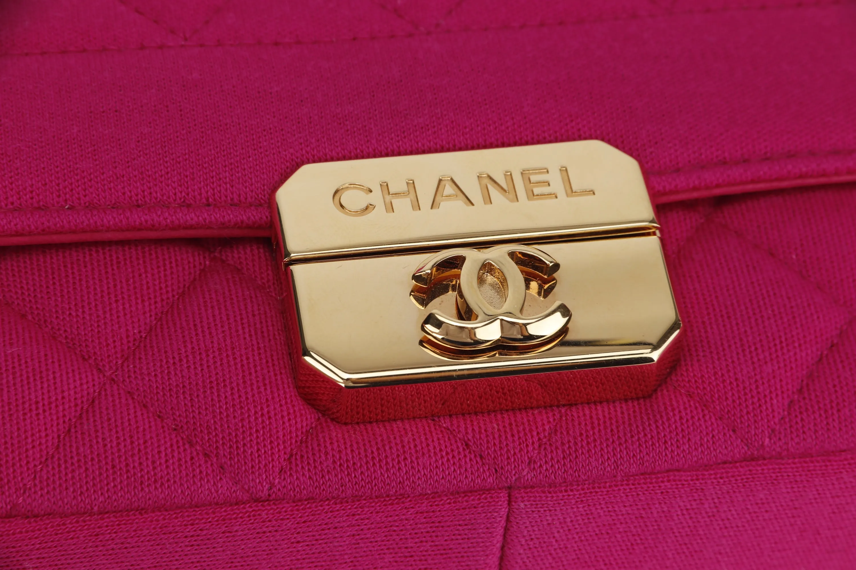 CHANEL CHIC WITH ME FLAP (2016xxxx) LARGE PINK JERSEY GOLD HARDWARE, WITH CARD & DUST COVER