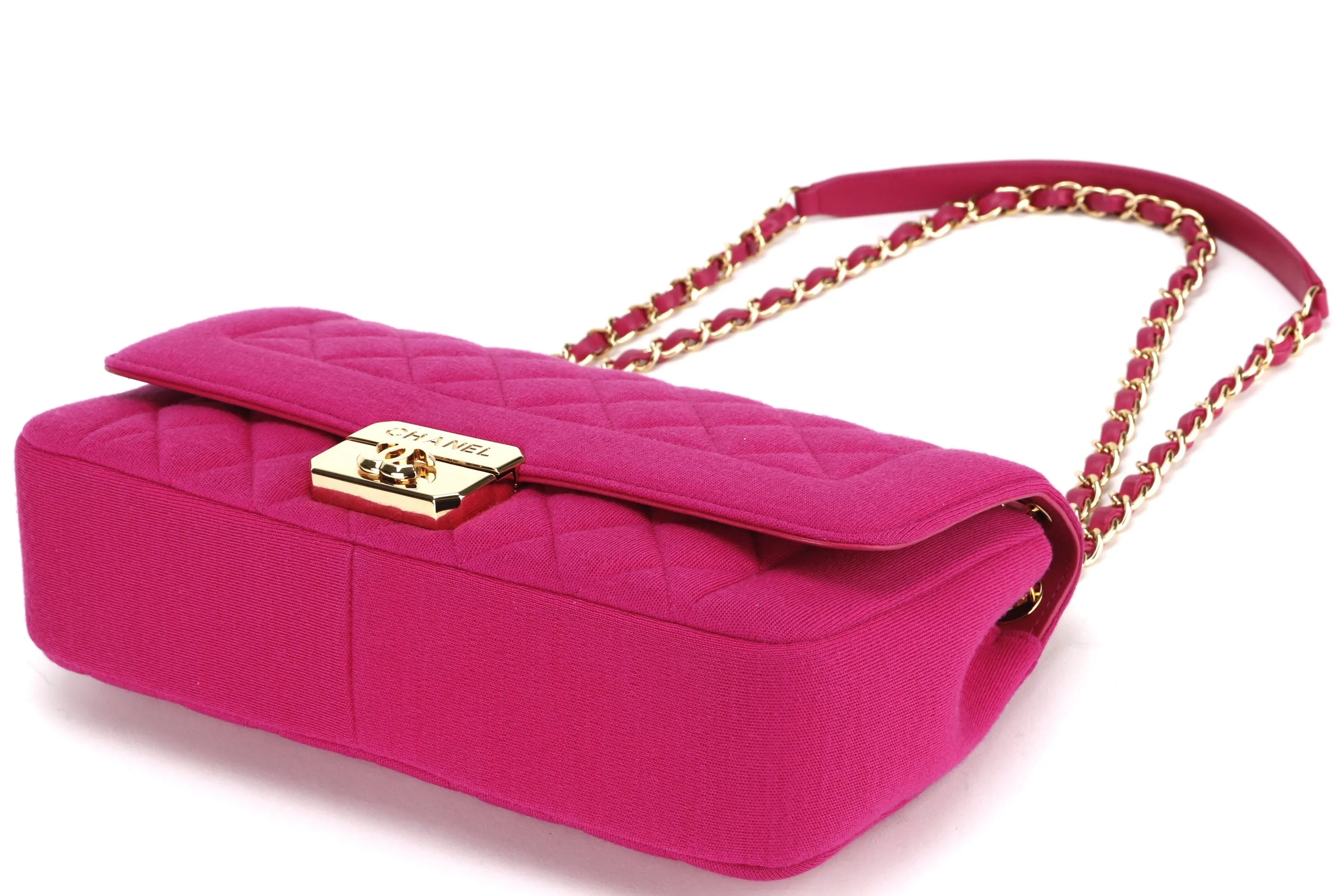 CHANEL CHIC WITH ME FLAP (2016xxxx) LARGE PINK JERSEY GOLD HARDWARE, WITH CARD & DUST COVER