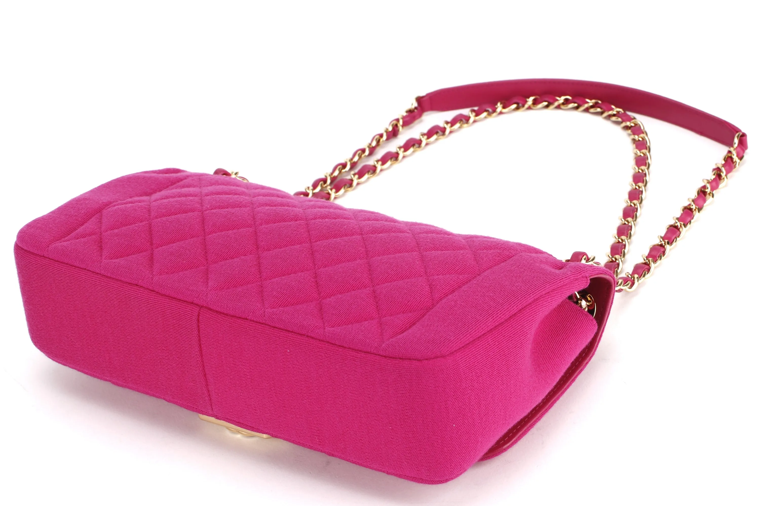 CHANEL CHIC WITH ME FLAP (2016xxxx) LARGE PINK JERSEY GOLD HARDWARE, WITH CARD & DUST COVER