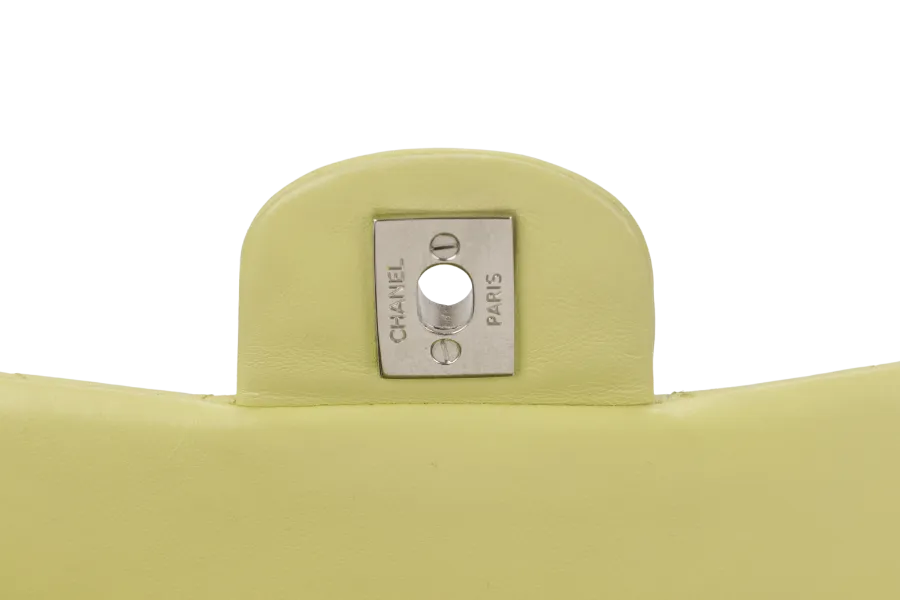 CHANEL CLASSIC FLAP MINI LIME (1468xxxx) LAMBSKIN SILVER HARDWARE NO CARD WITH DUST COVER