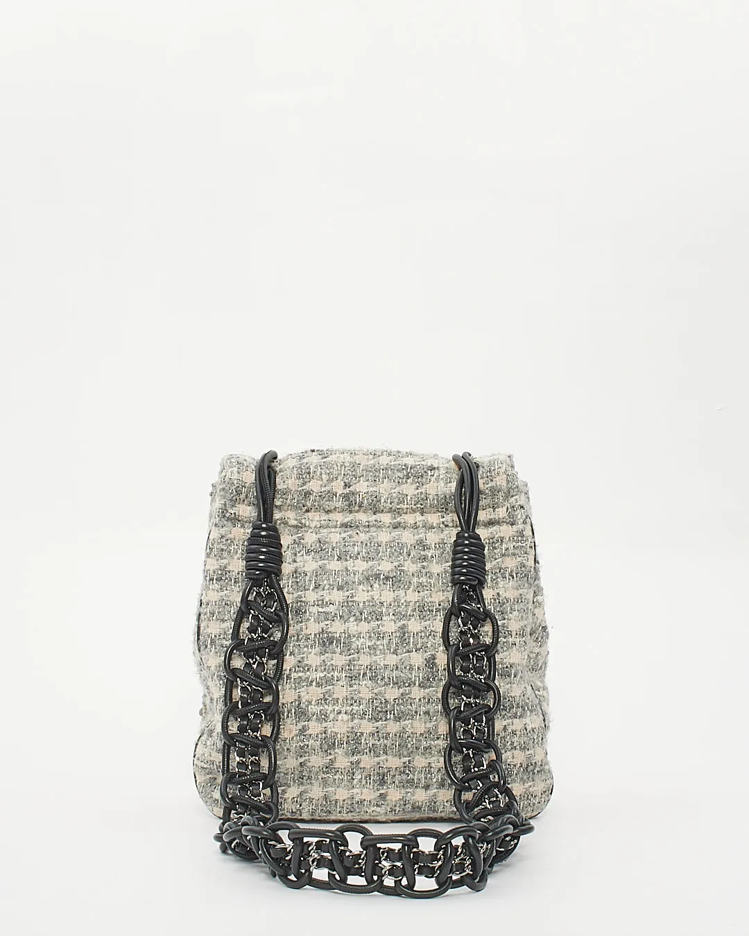 Chanel Grey Tweed Camelia Messenger Bag
