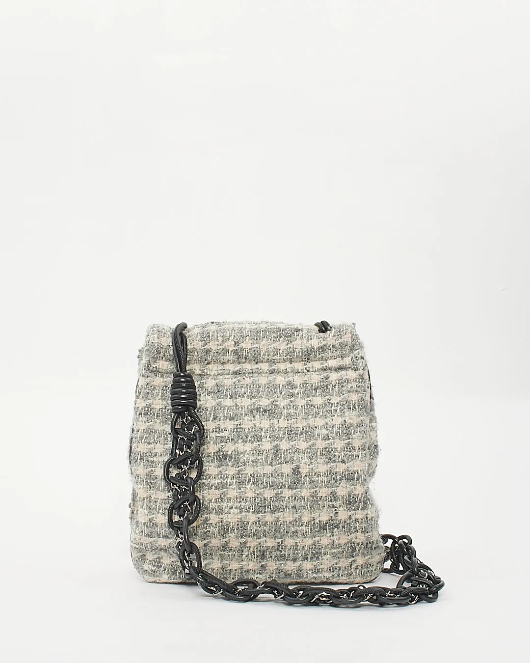 Chanel Grey Tweed Camelia Messenger Bag
