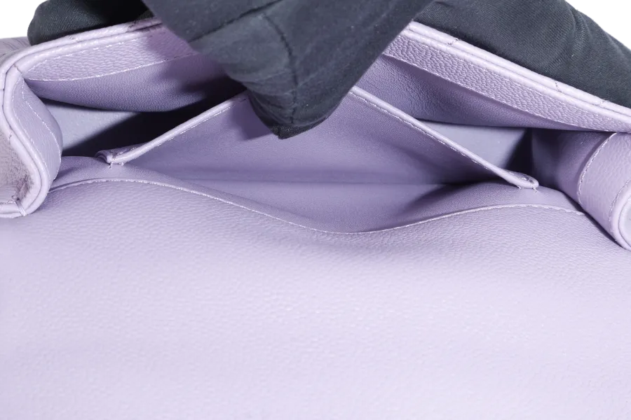 CHANEL MINI SWEETHEART RECTANGLE FLAP BAG (P9TExxxx) LIGHT PURPLE CAVIAR GOLD HARDWARE WITH DUST COVER AND BOX