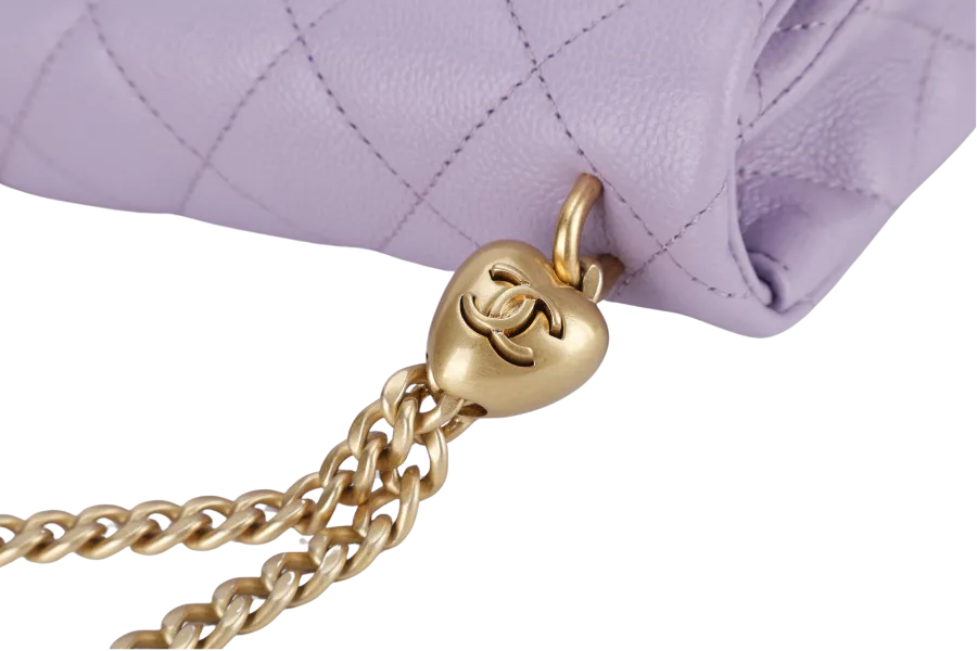 CHANEL MINI SWEETHEART RECTANGLE FLAP BAG (P9TExxxx) LIGHT PURPLE CAVIAR GOLD HARDWARE WITH DUST COVER AND BOX