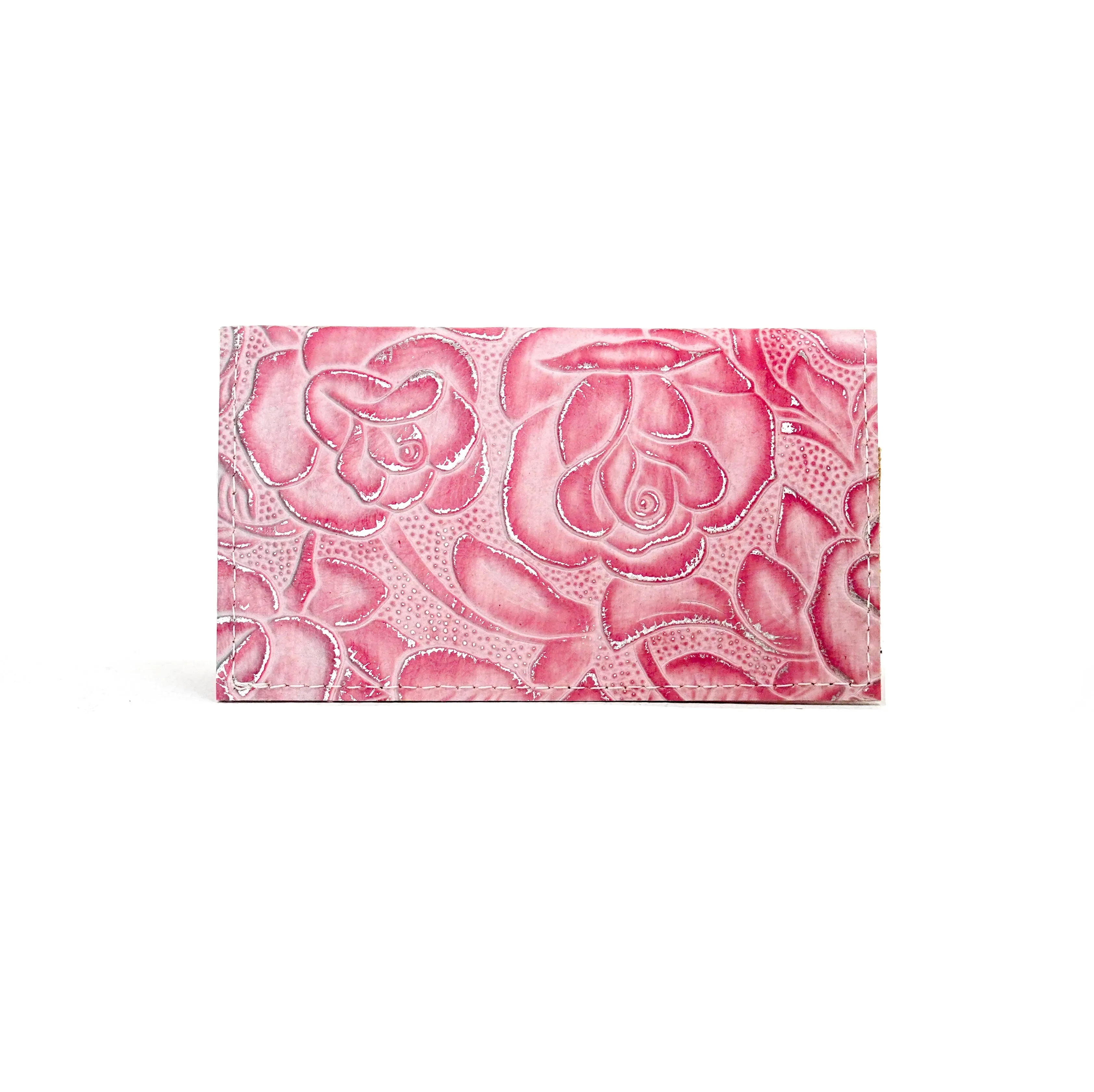 Checkbook Cover - All Embossed w/ Pink Roses