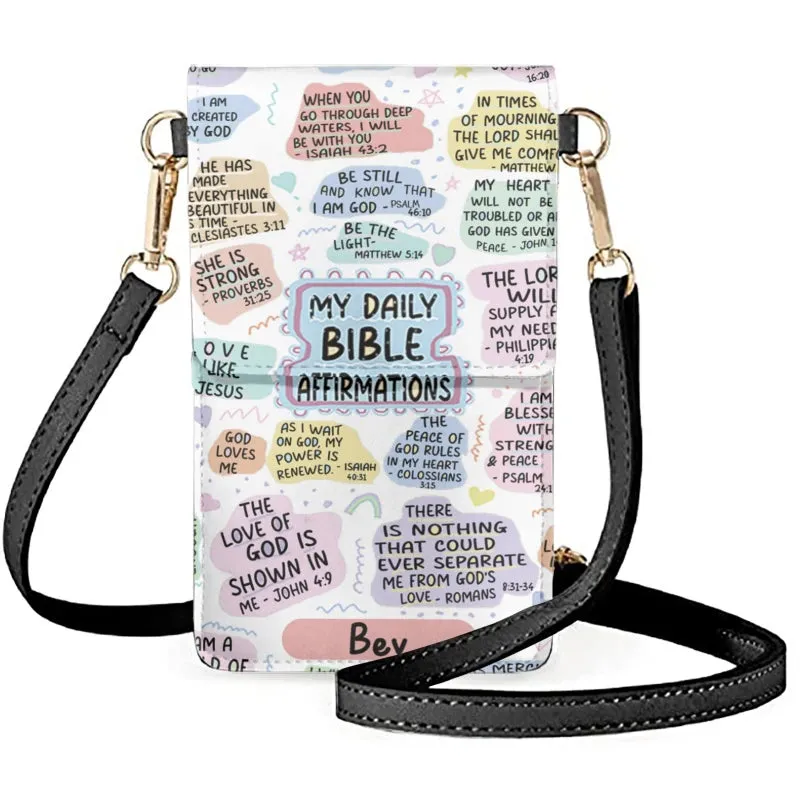 Christianartbag Phone Bag, Bible Daily Affirmations Personalized Phone Bag, Personalized Phone Bag, Leather Phone Bags, Phone Bags Crossbody, CABPB01210823.