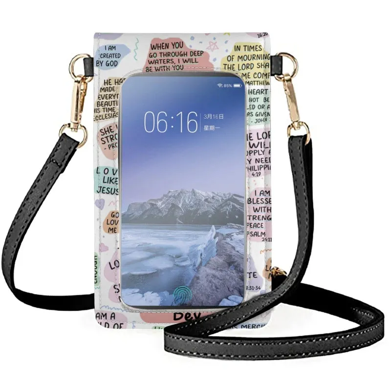 Christianartbag Phone Bag, Bible Daily Affirmations Personalized Phone Bag, Personalized Phone Bag, Leather Phone Bags, Phone Bags Crossbody, CABPB01210823.