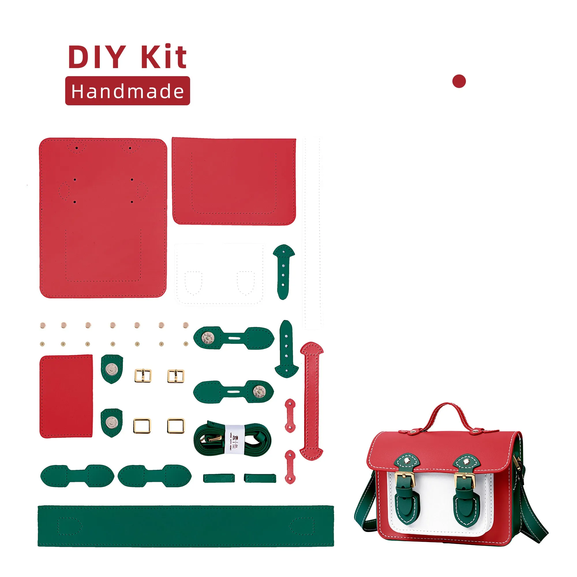 Christmas Colorblock Small Cambridge Leather Bag Kit