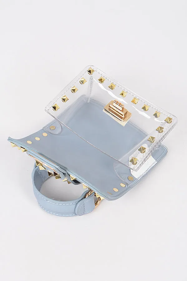 Clear Stud Mini Bag- Blue